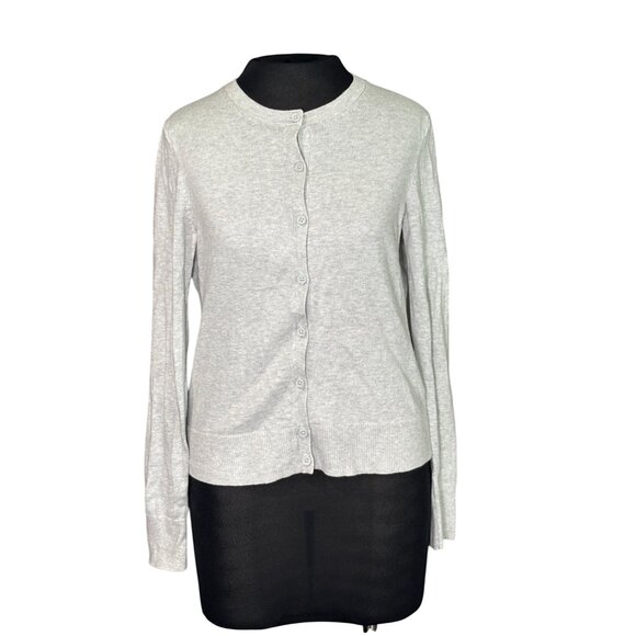 Gap Womens Gray Button-Up Cardigan Sweater Medium 100% Cotton Lightweight - Picture 1 of 8